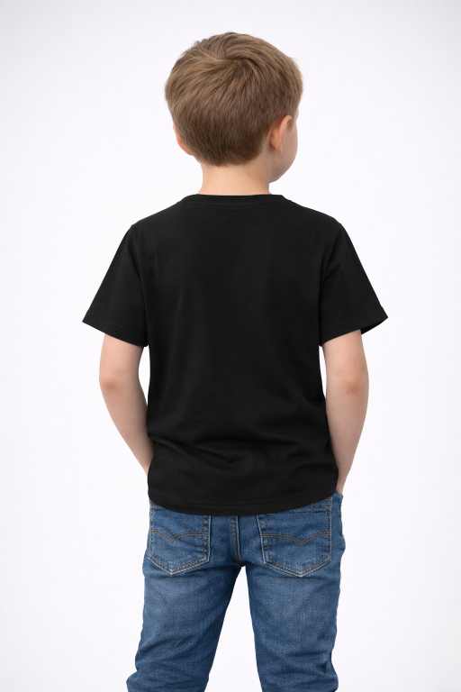 Kids Color-Block Cotton T-Shirt – Black & Maroon