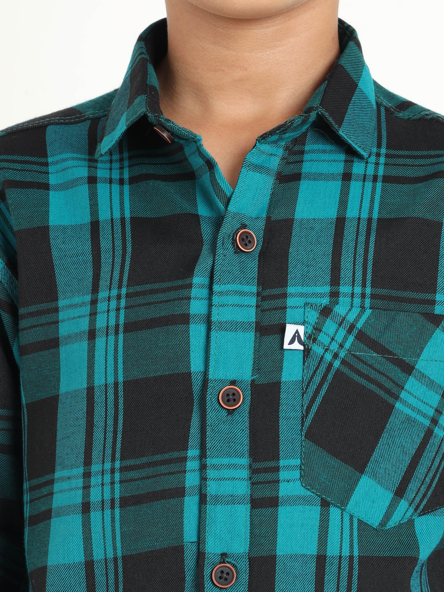 Cotton Blend Checks Wanted Boys Blue Shirt