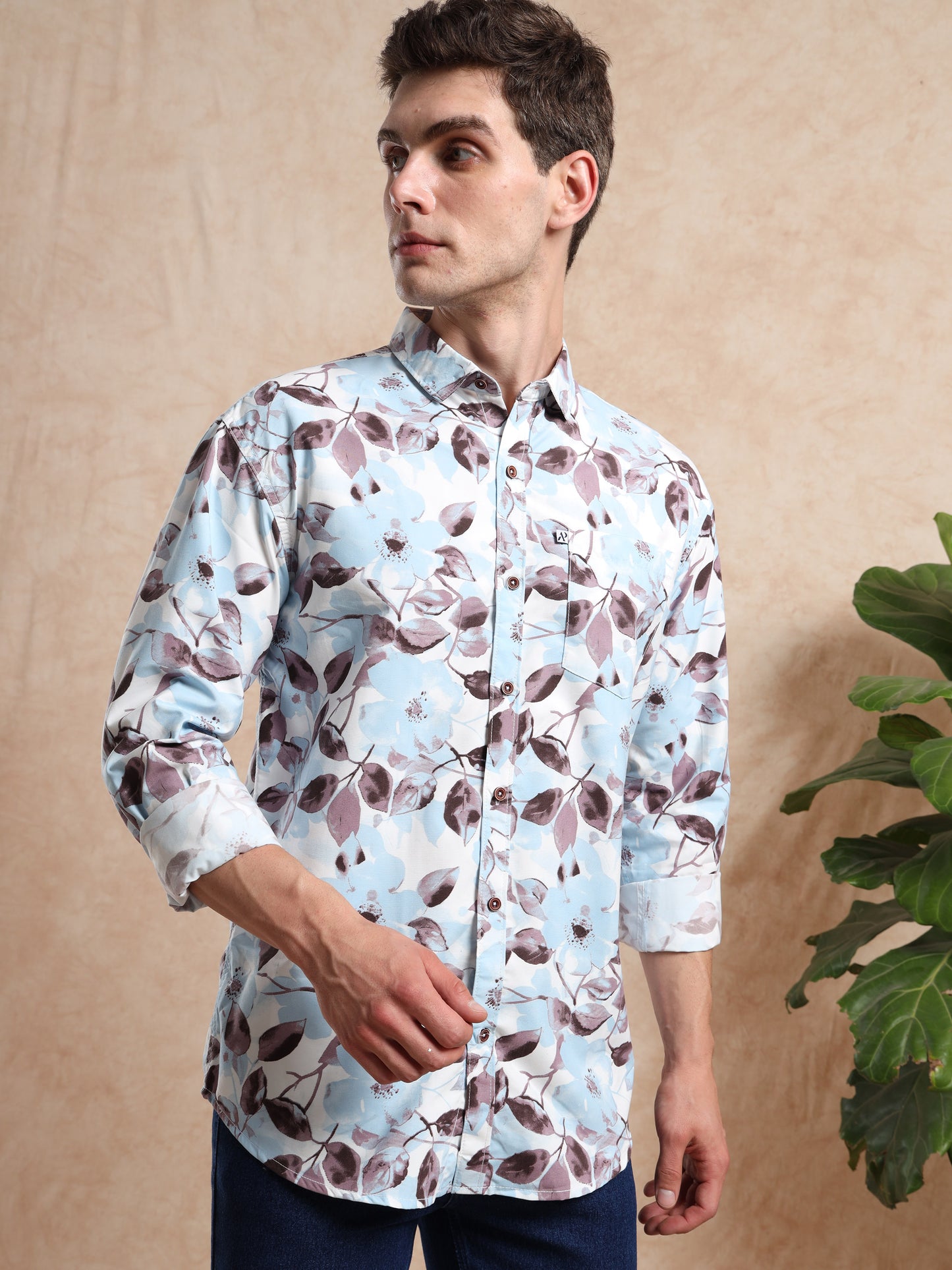 Trendy Slim Fit Floral Shirt for Men