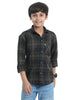 Tiger Brown Cotton Blend Checks Shirt For Kids