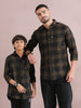 Tomtom brown cotton blend checks shirt father and son combo