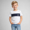 Kids Color-Block Cotton T-Shirt, White & Navy Blue