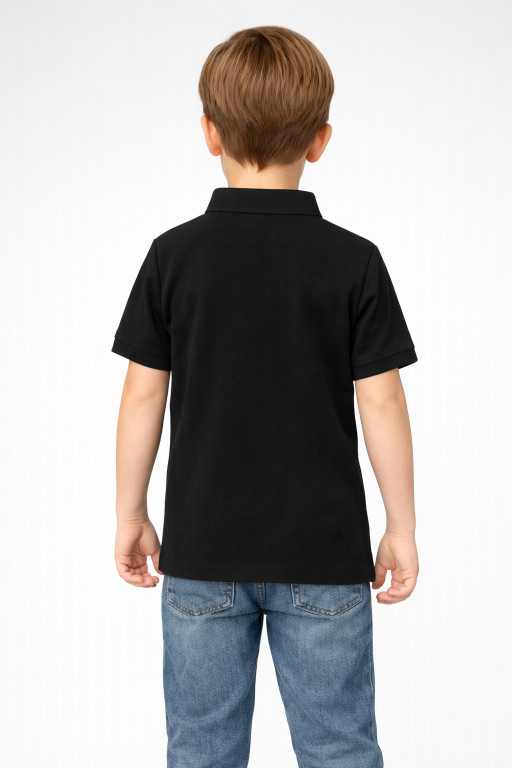 boys plain black polo t-shirt half sleeve comfortable kids casual everyday wear.