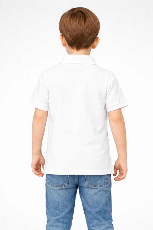 boys plain white polo t-shirt half sleeve comfortable kids casual everyday wear.
