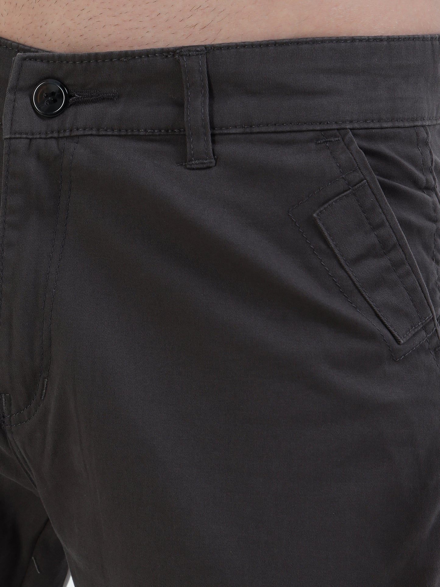 Men's slim fit charcoal cotton cargo trousers