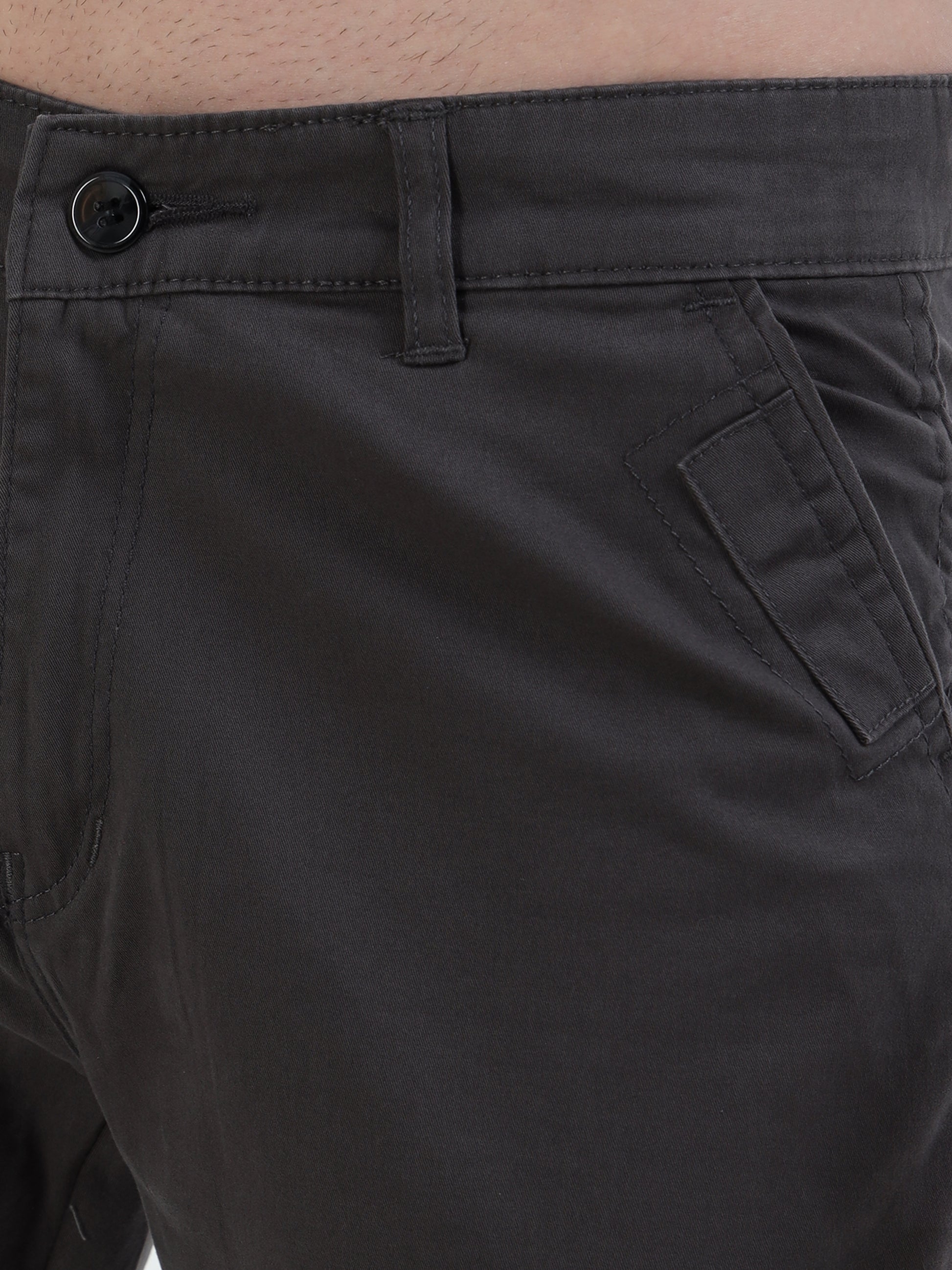 Men's slim fit charcoal cotton cargo trousers