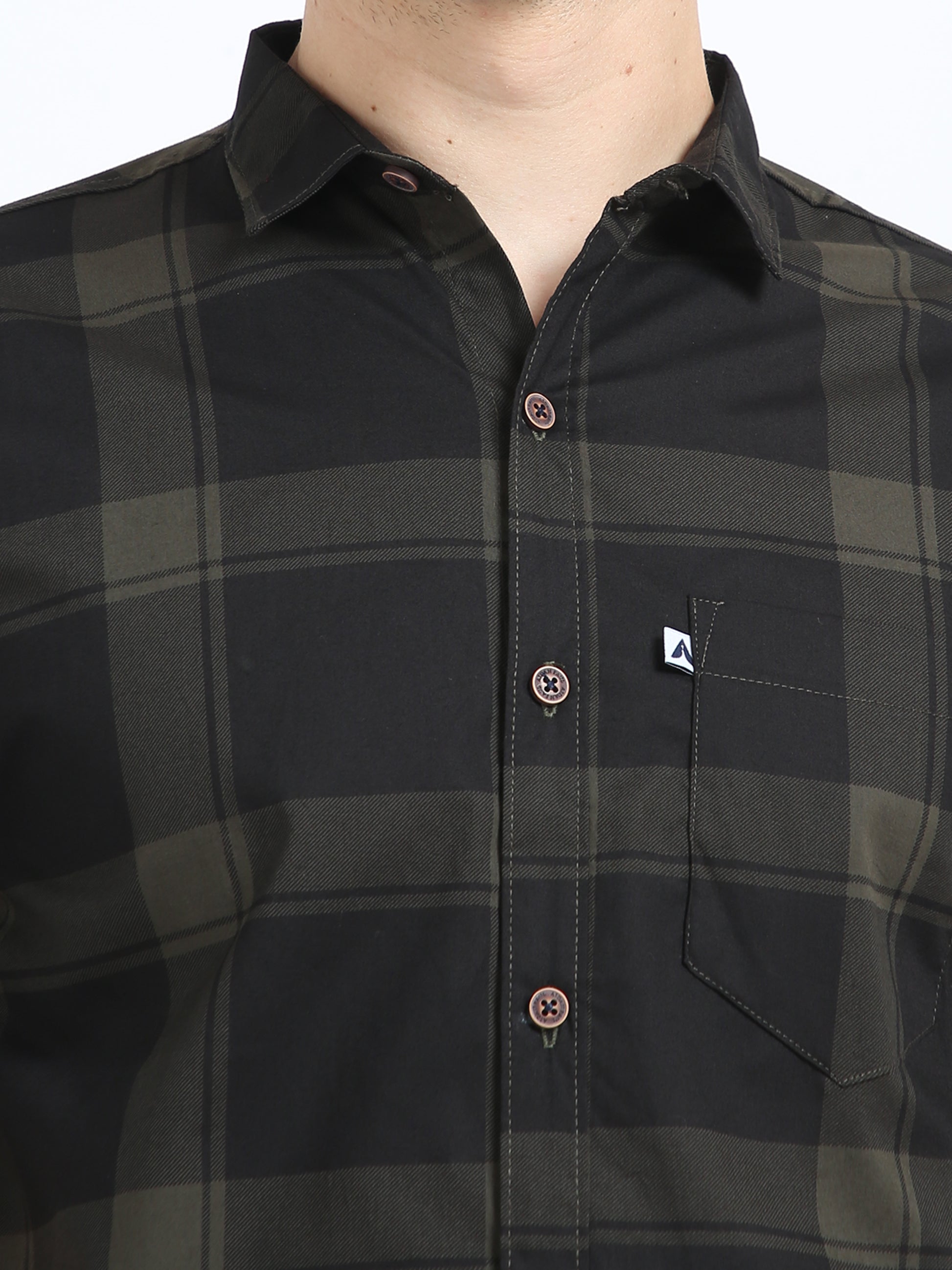 Half Sleeve Tartan Plaid Check Shirt Mens in Green