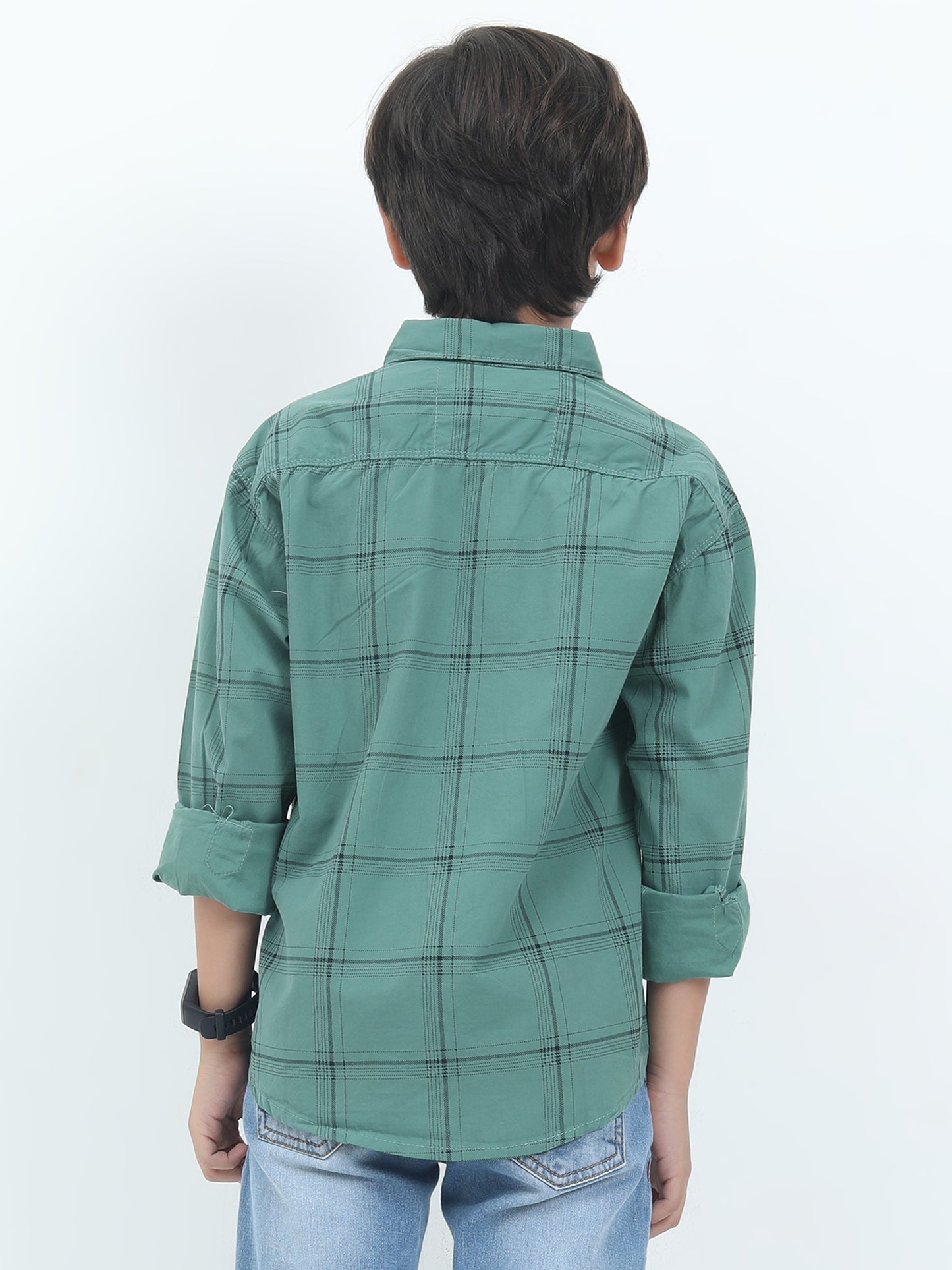 6line Checked Boys Green Long Sleeve Shirt 