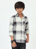 Broadchecks Green Cotton Blend Checks Shirt For Kids