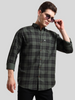 4BOXCHECKS Dark Green & Black Cotton Blend Checkered Full Sleeve Shirt for Men