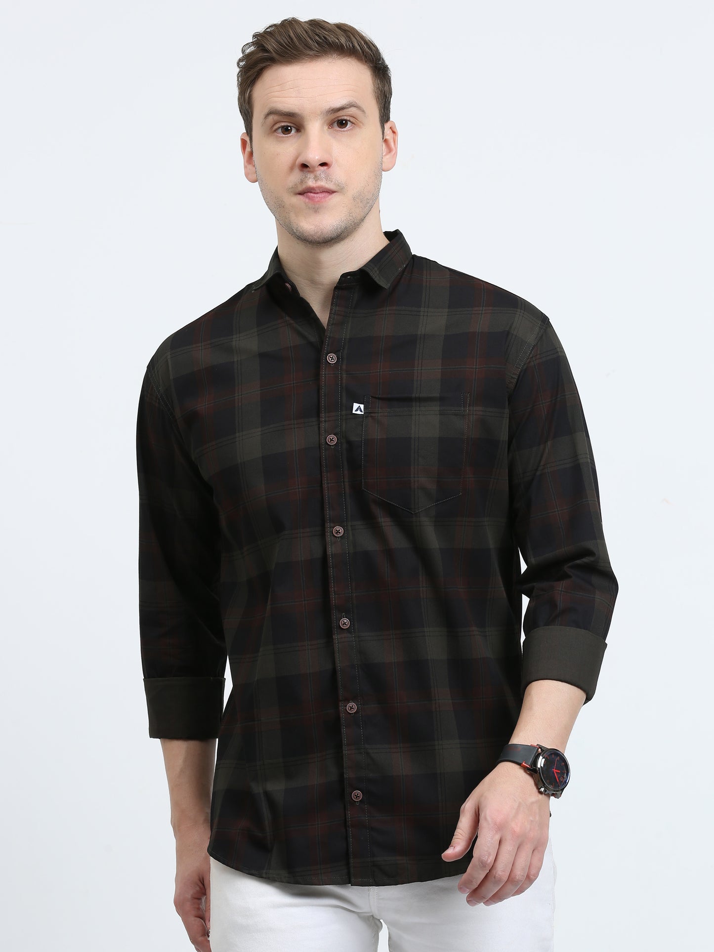 Tartan Green and Black Check Shirt for Men
