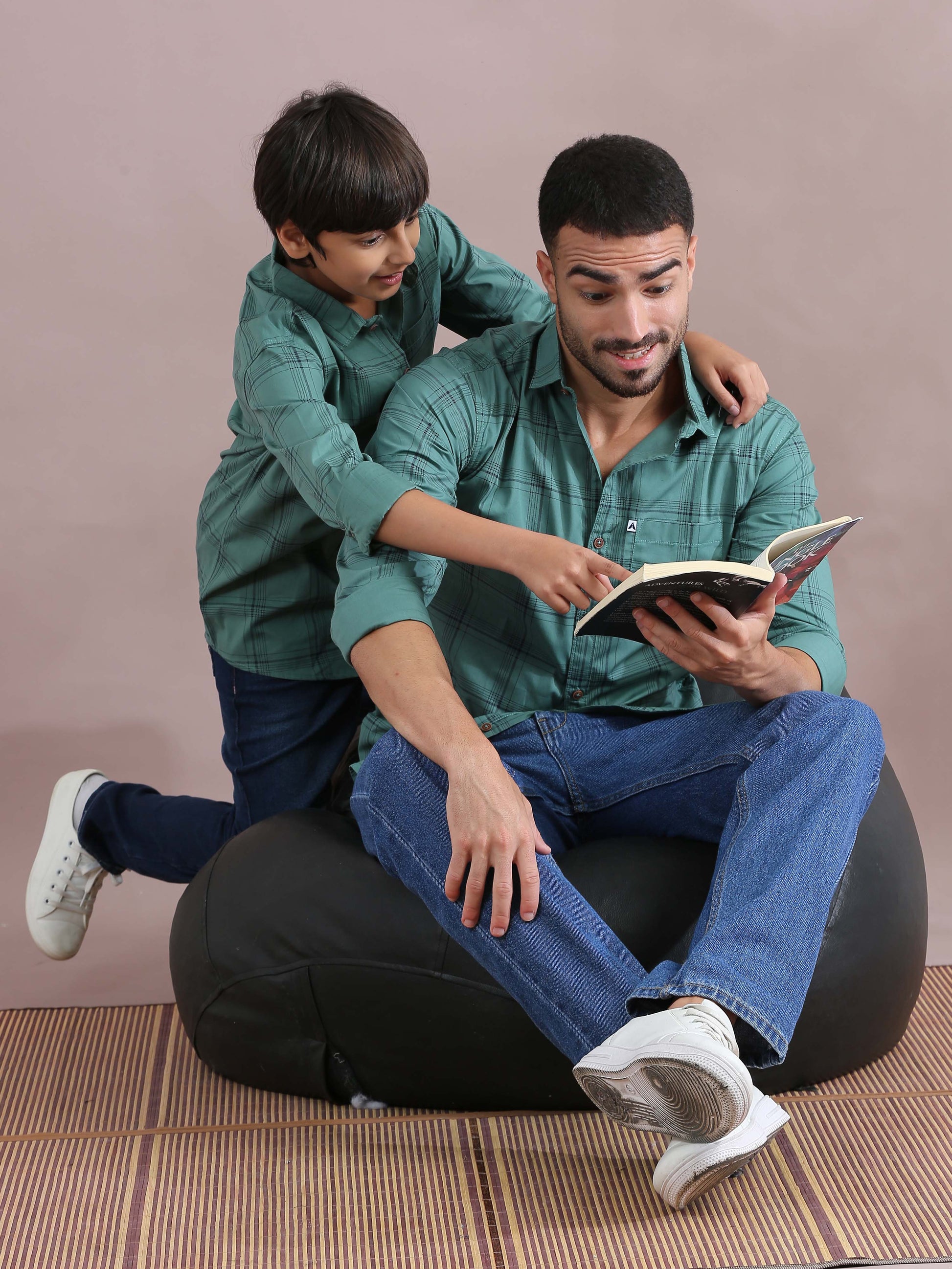  6line Geen Checked Father And Son Twinning Outfits Shirt