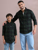 Tomtom green cotton blend checks shirt father and son combo