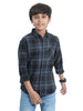 Tiger Grey  Cotton Blend Checks Shirt For Kids