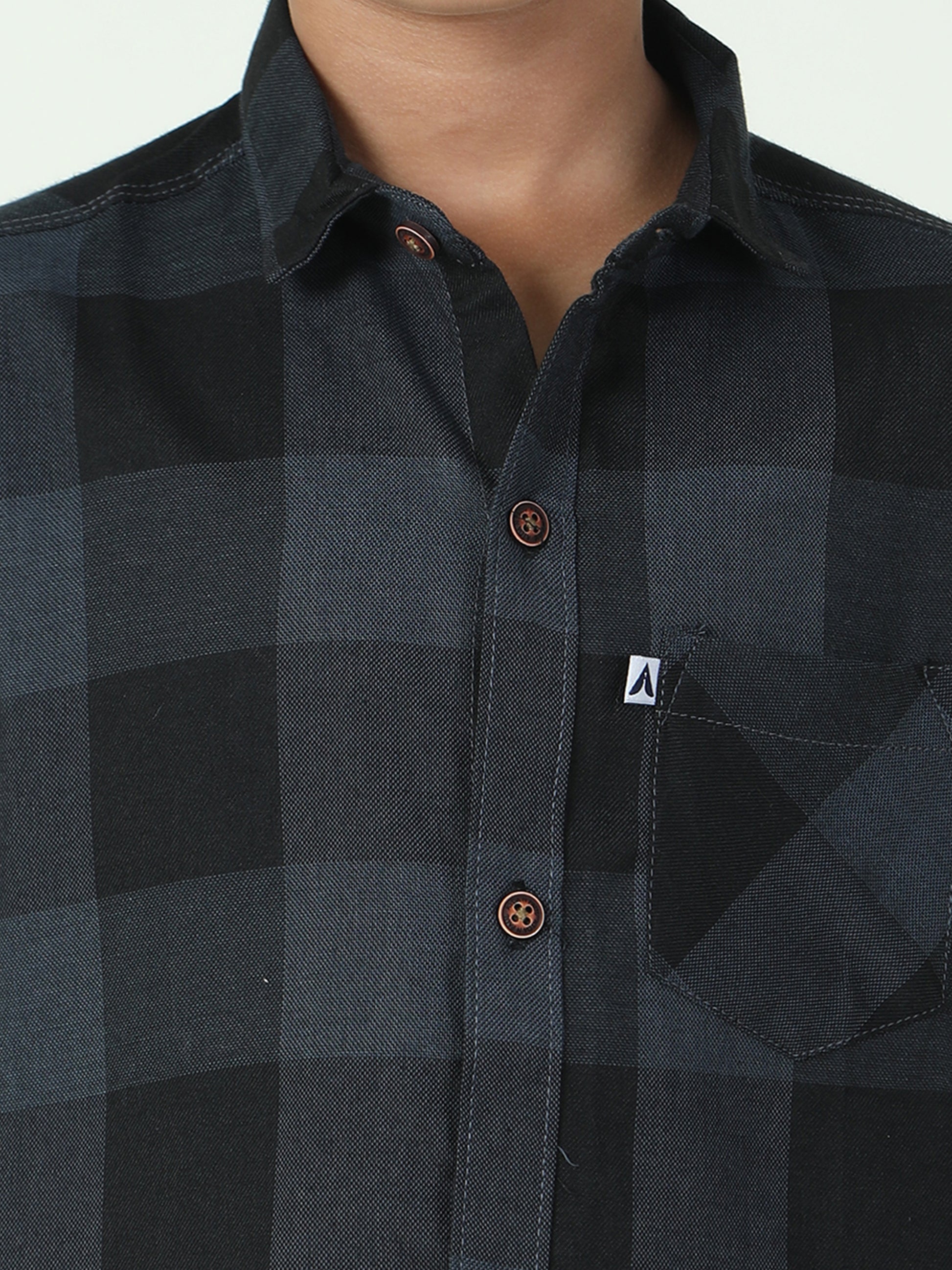 Tomtom Grey Cotton Boys Plaid Shirts