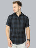 Tomtom Grey Cotton Blend Half Sleeve Checks Shirt For Men