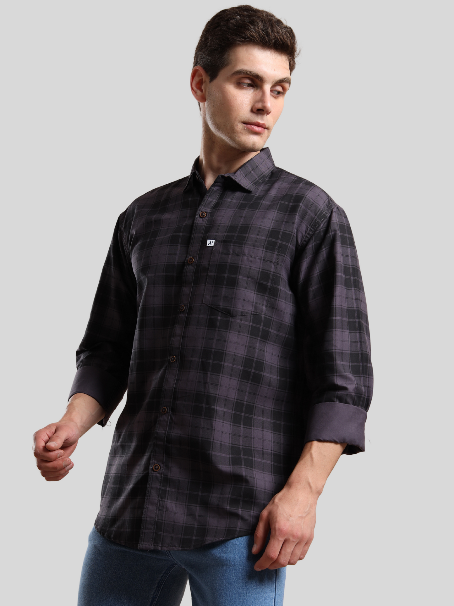 black check pattern men, full sleeve shirt