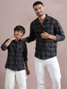 Dabang grey cotton blend checks shirt father and son combo