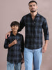 Tiger grey cotton blend checks shirt father and son combo