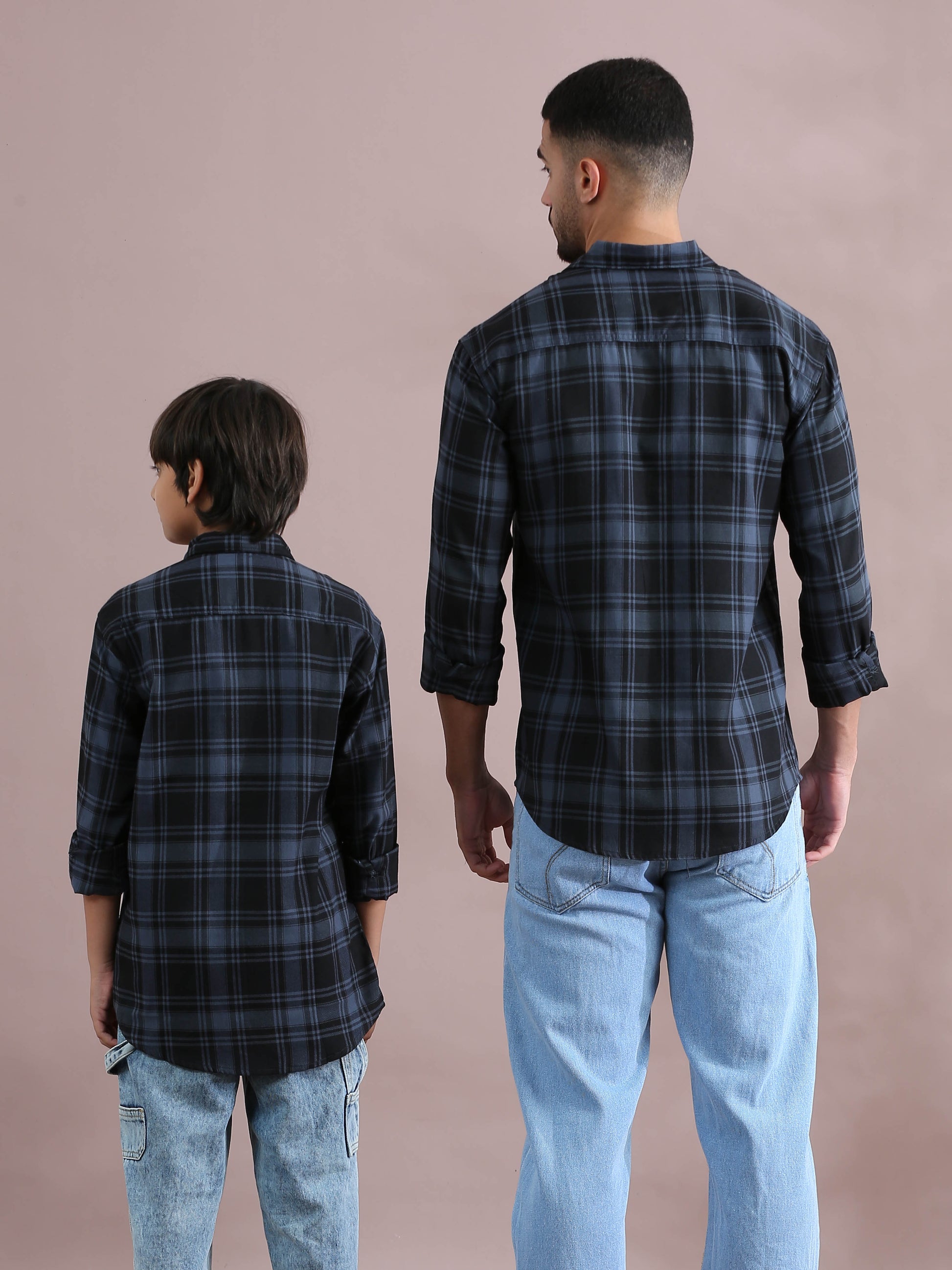 Tiger Grey Checked Father And Son Shirts