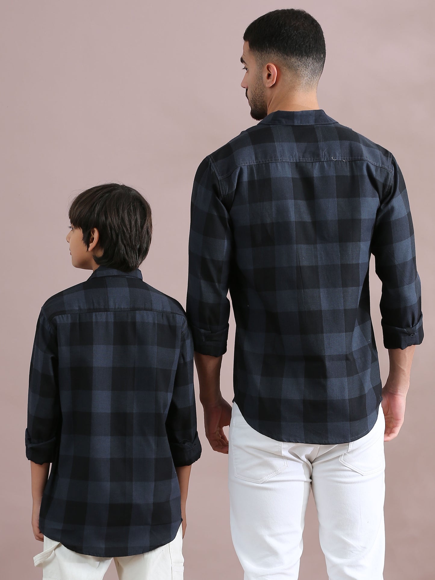 tomtom Grey Checked Father And Son Shirts Combo