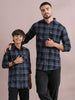 Wanted grey cotton blend checks shirt father and son combo