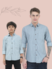 Grey Stripes cotton shirt for father and son