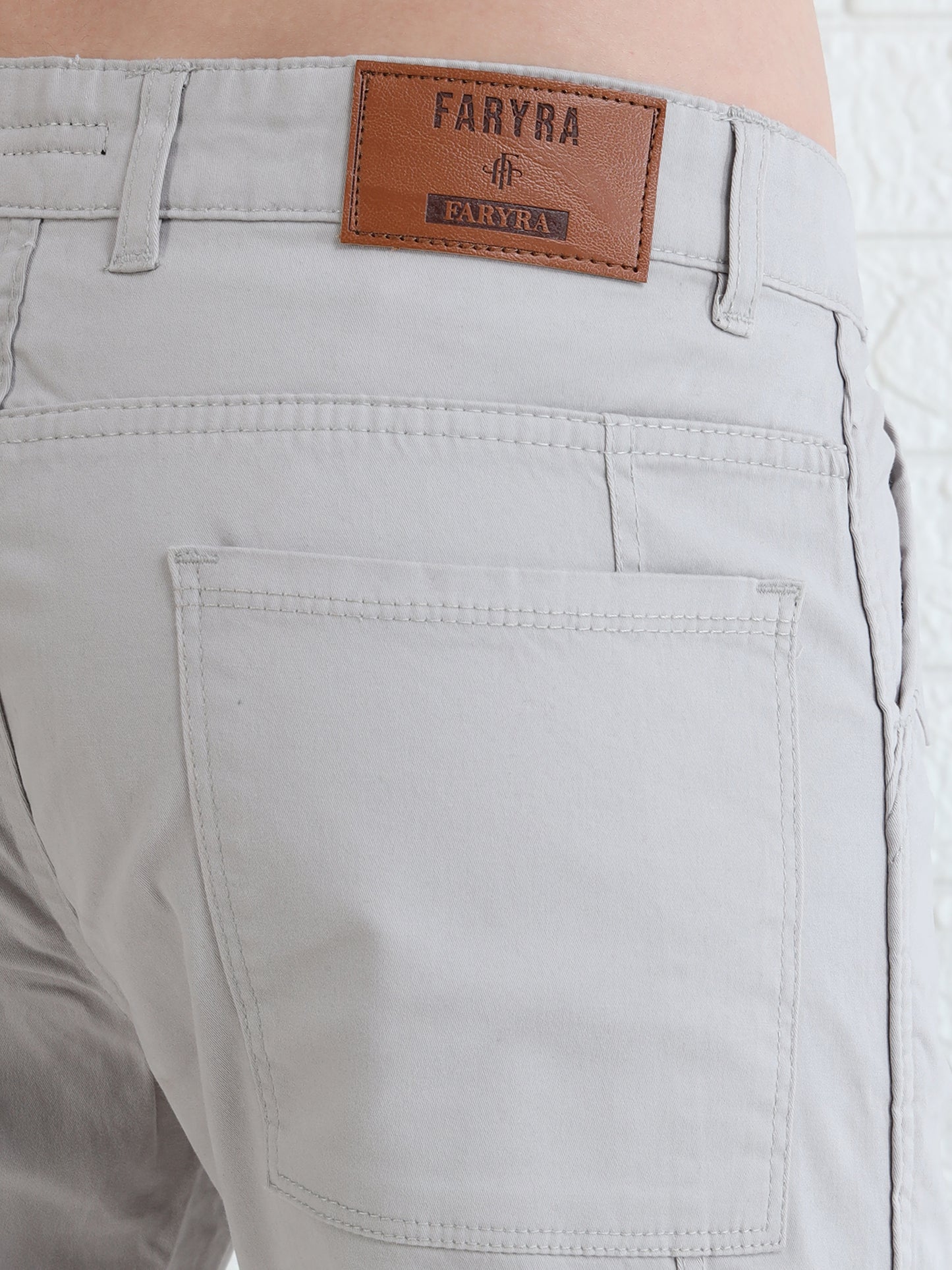 Utility style men's grey cargos with side pockets and structured fit