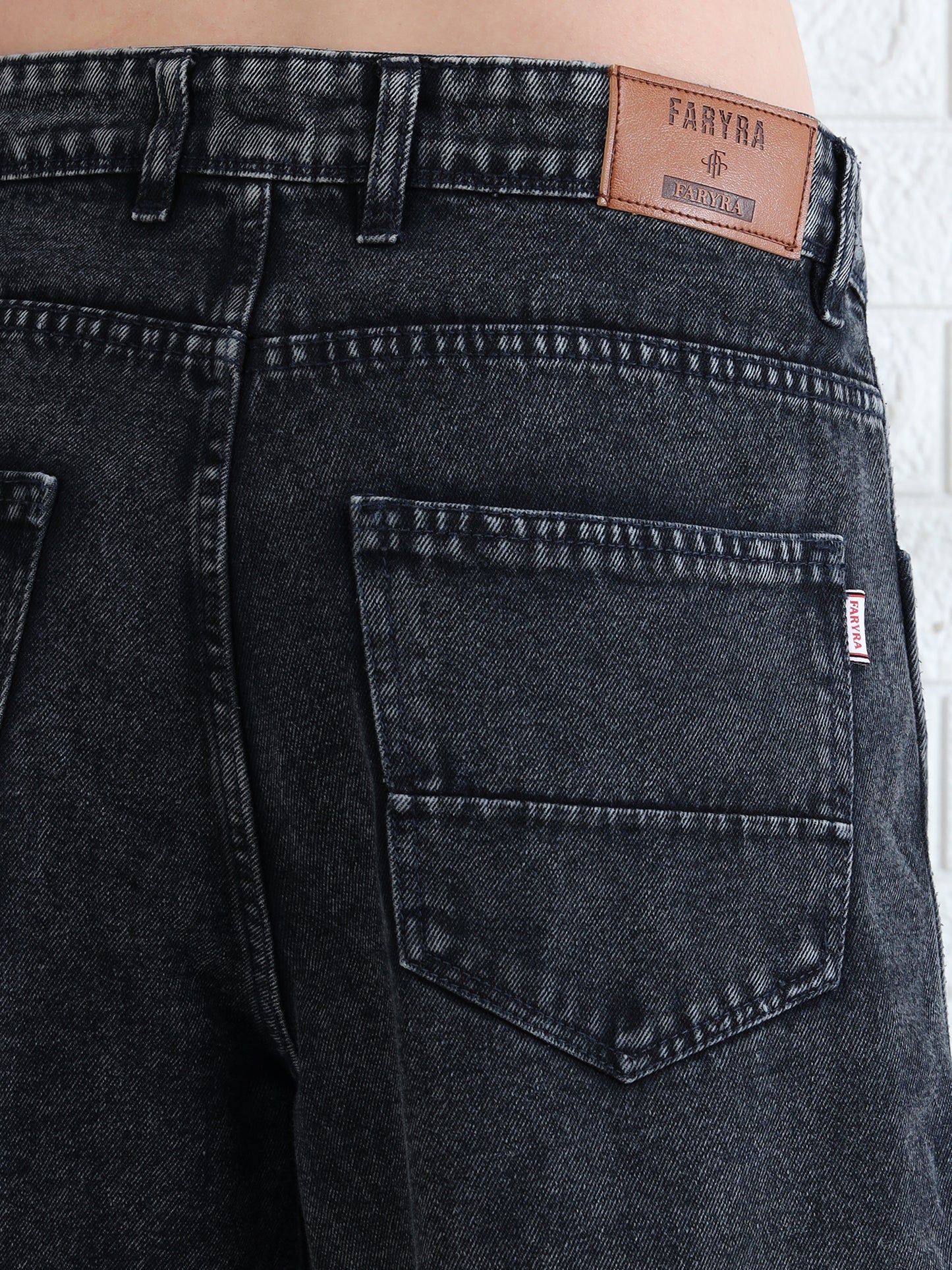 Trendy men's black denim pants