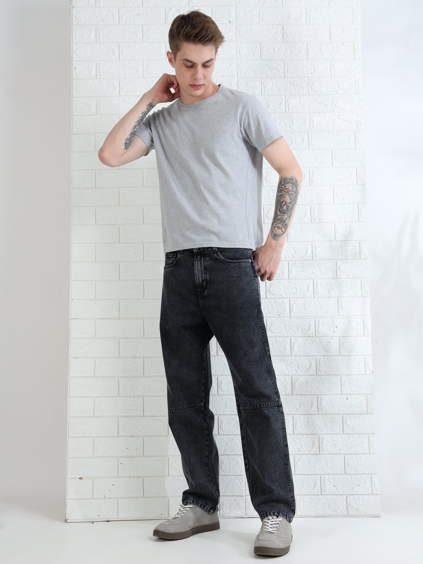 Men's everyday wear black denim jeans