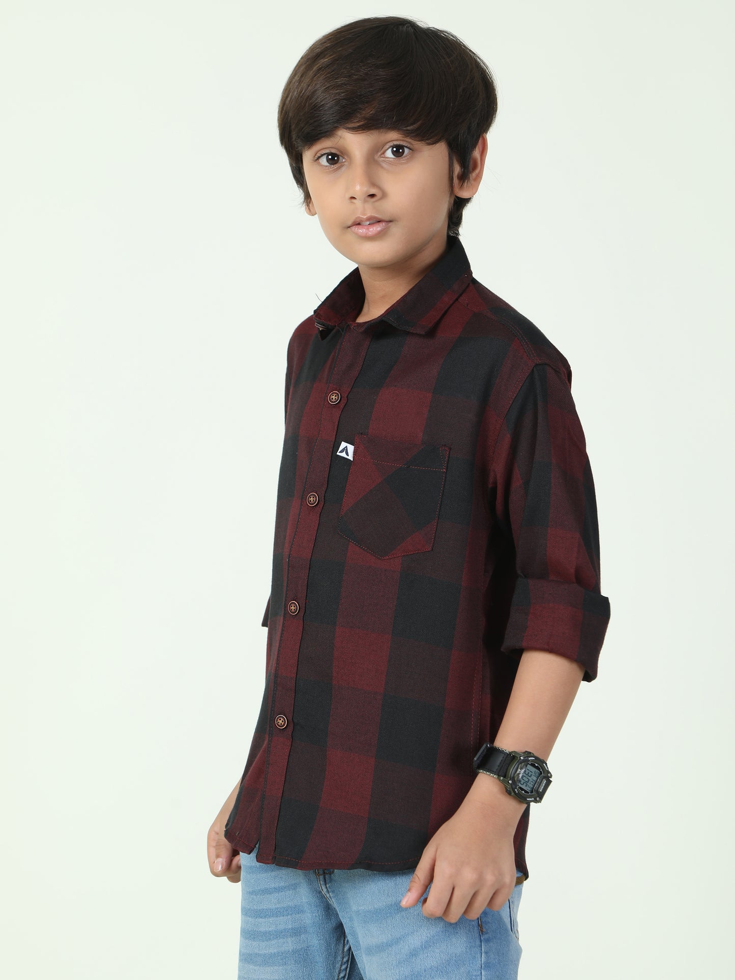 Tomtom Cotton Blend Maroon Shirts For Boys Check