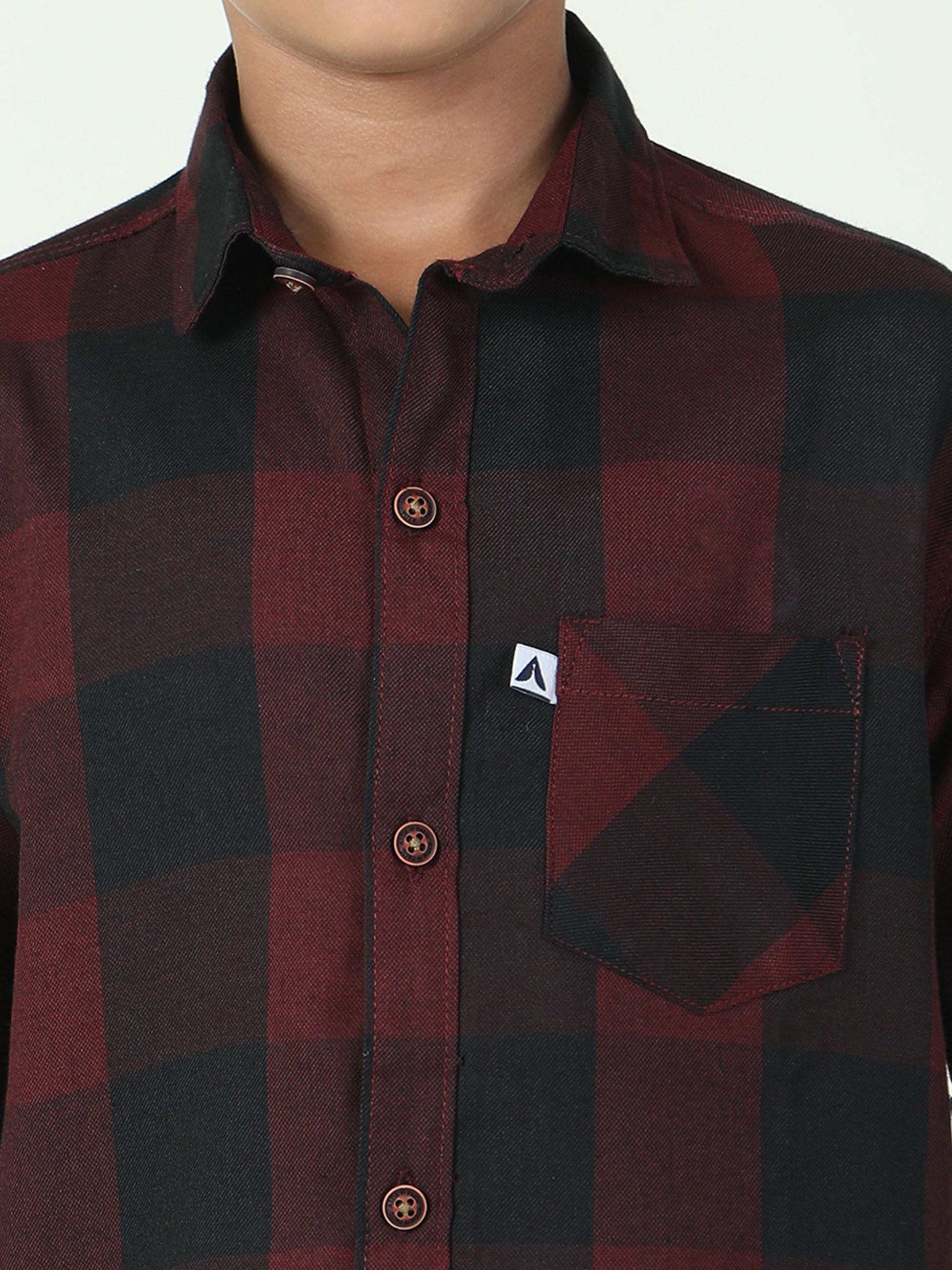 Tomtom Cotton Blend Maroon Shirts For Boys Check