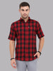 Men's Half Sleeve Buffalo Maroon Check shirt Regular Fit