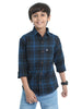 Tiger Navy  Cotton Blend Checks Shirt For Kids