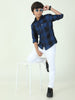 Tomtom Navy Cotton Blend Checks Shirt For Kids