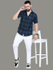 Tiger Navy Cotton Blend Half Sleeve Checks Shirt For Men