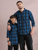 Wanted navy cotton blend checks shirt father and son combo