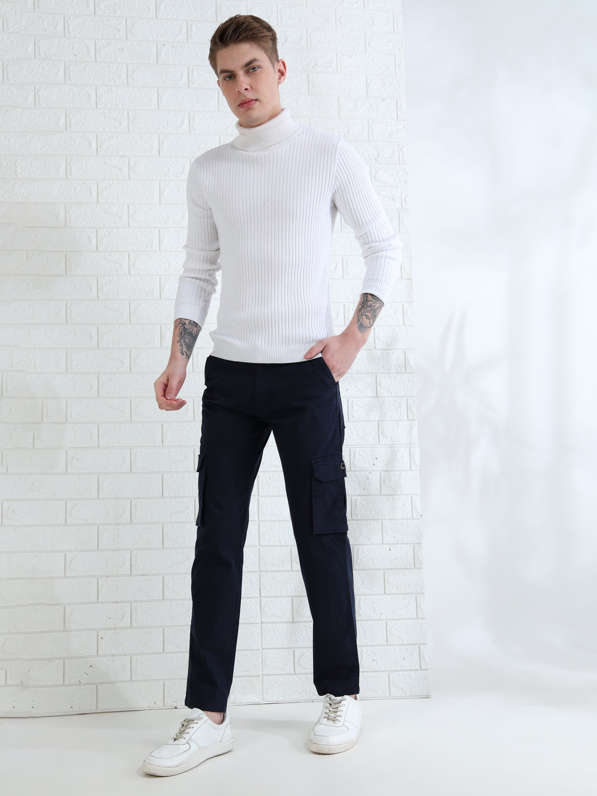 Utility style men's navy cargos