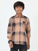 Broadchecks Orange Cotton Blend Checks Shirt For Kids