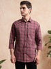 GUMMYCHKS Cotton Dusty Rose & Charcoal Black Plaid Shirt for Men