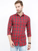 Men's Mix checks Red Cotton Blend Regular Fit Shirt