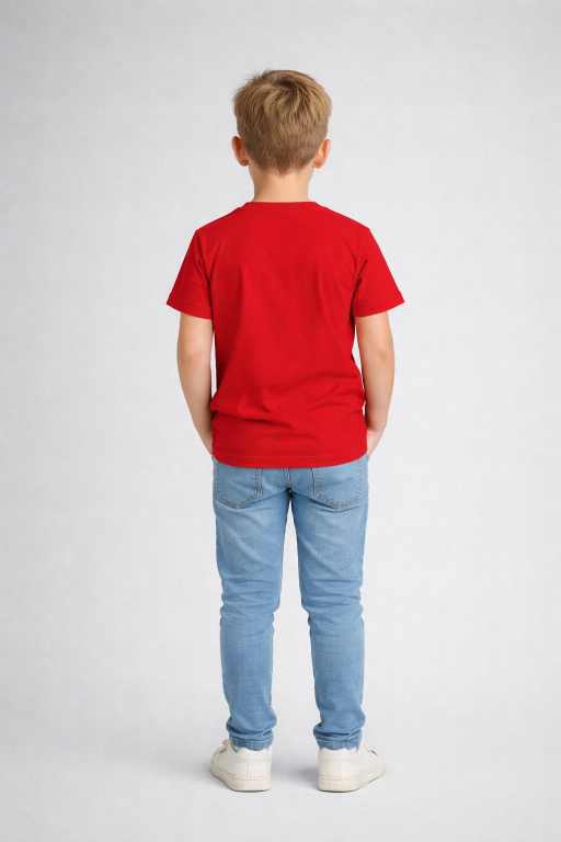 Kids Color-Block Cotton T-Shirt – Red and Navy