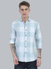 Tomlight Seagreen cotton blend checks full sleeve shirt for men