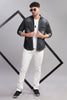 Shade Double Pocket Cut Away Collor Denim Shirt For Men