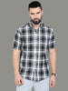 Tiger White Cotton Blend Half Sleeve Checks Shirt For Men
