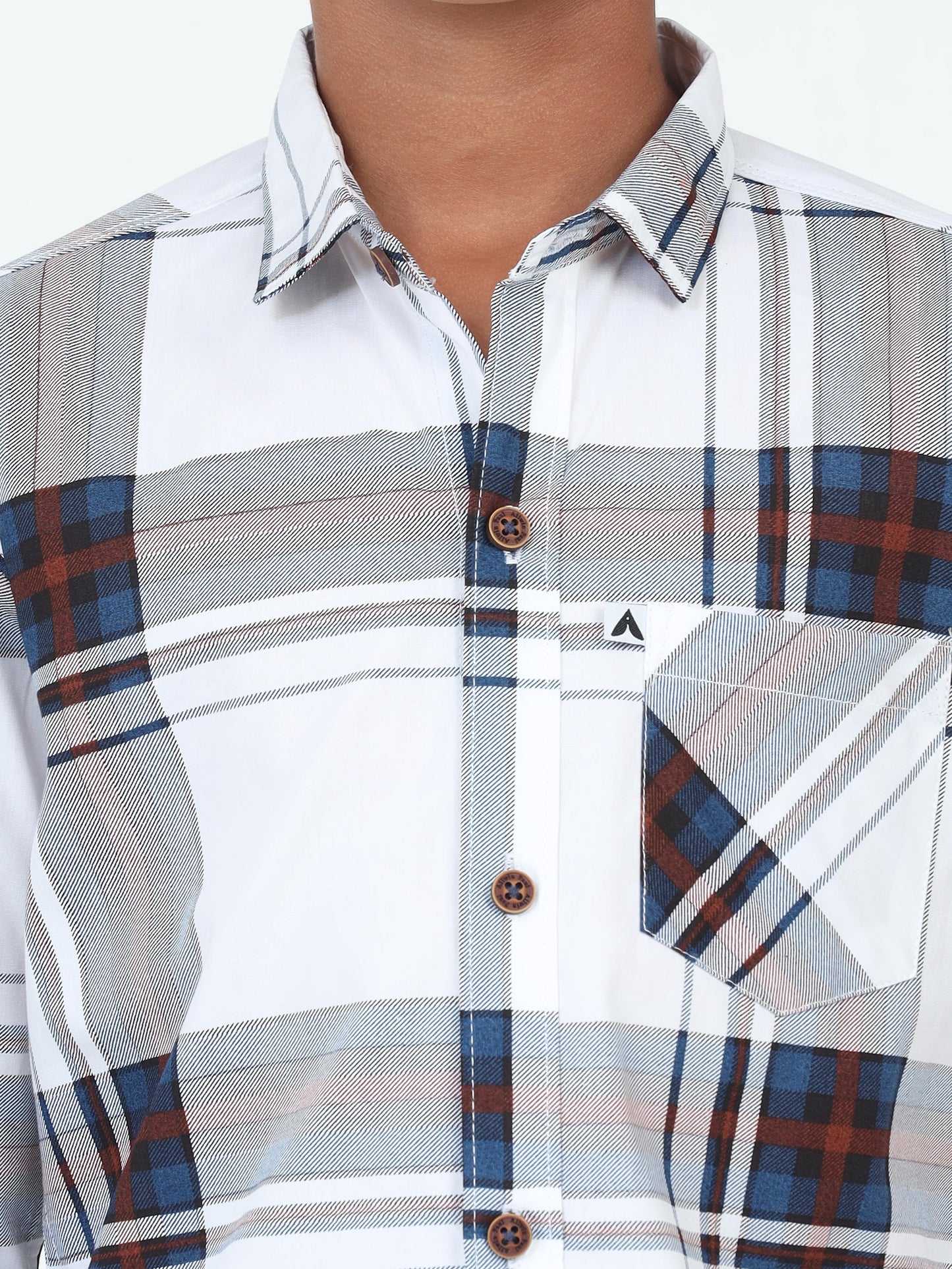 Broadchecks Cotton Blend Boys White Dress Shirt