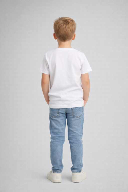 Kids Color-Block Cotton T-Shirt – White & Navy Blue